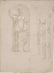 Estudios para una figura de Minerva y otras estatuas (Estudio para la Escuela de Atenas)